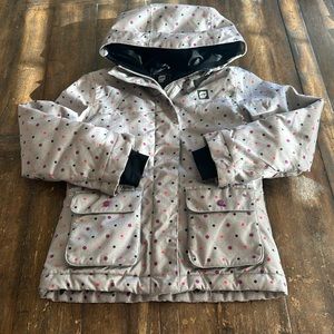 Orage ski snow jacket polka dots grey colorful size girls small or 8
